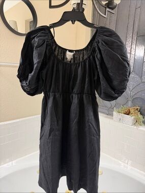 Pomander Place Black 100% Linen Dress. NEW with Tags